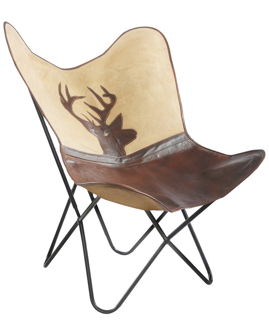 Lr Home Hugo Color Block Country Handmade Leather Butterfly Chair