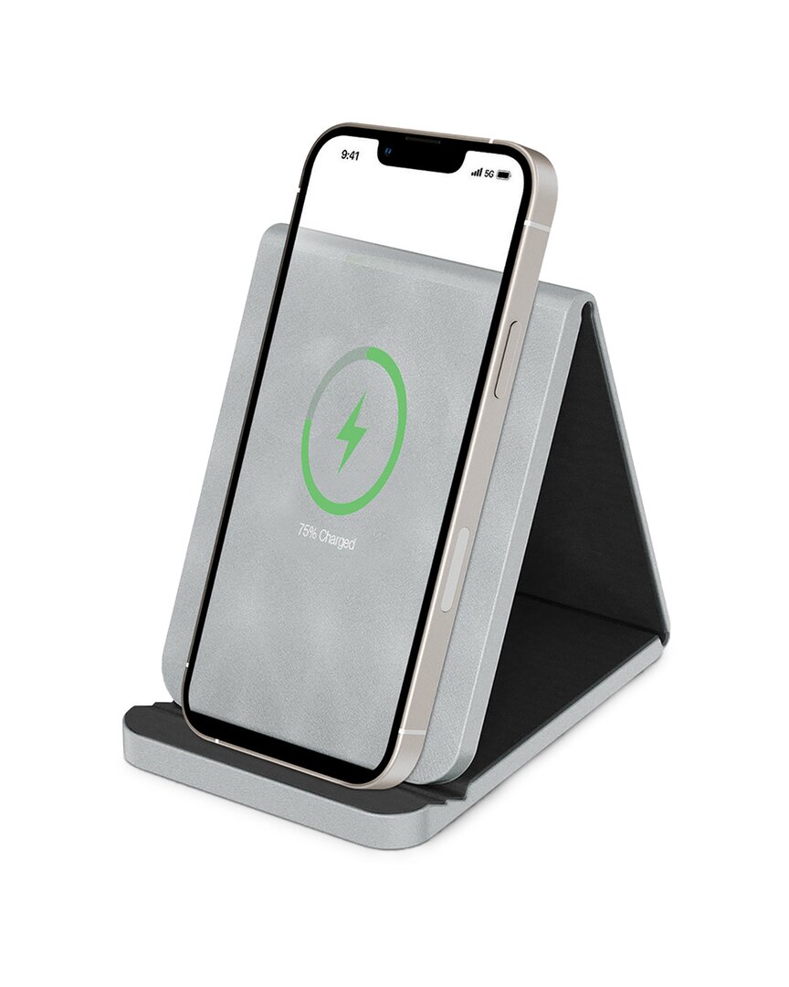 Phunkee Tree Folding Leather Wireless Charging Stands In Grey