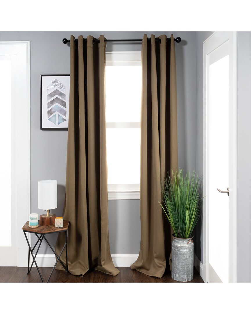 Superior Solid Insulated Thermal Blackout Grommet Curtain Panel Set In Brown