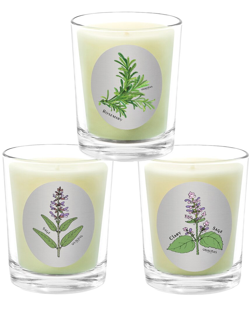 Qualitas Candles 3pc Candle Set - Rosemary, Sage, & Clary Sage In White