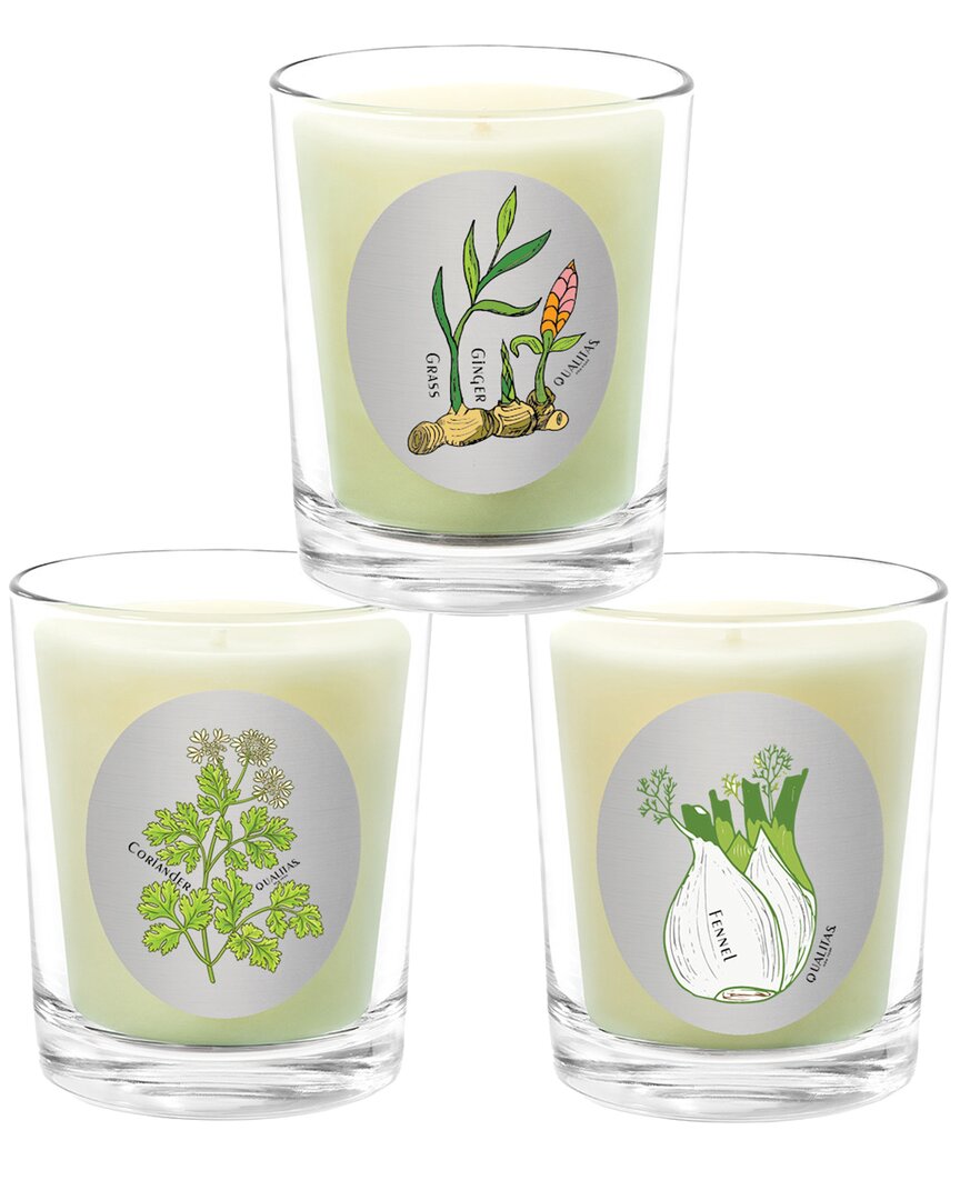 Qualitas Candles Set Of 3 Candles In White