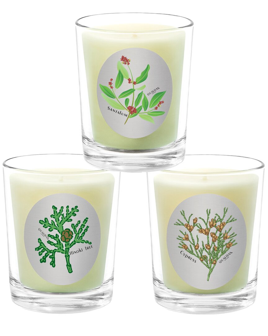 Qualitas Candles 3pc Candle Set - Clove Leaf, Nutmeg, & Paprika Basil In White