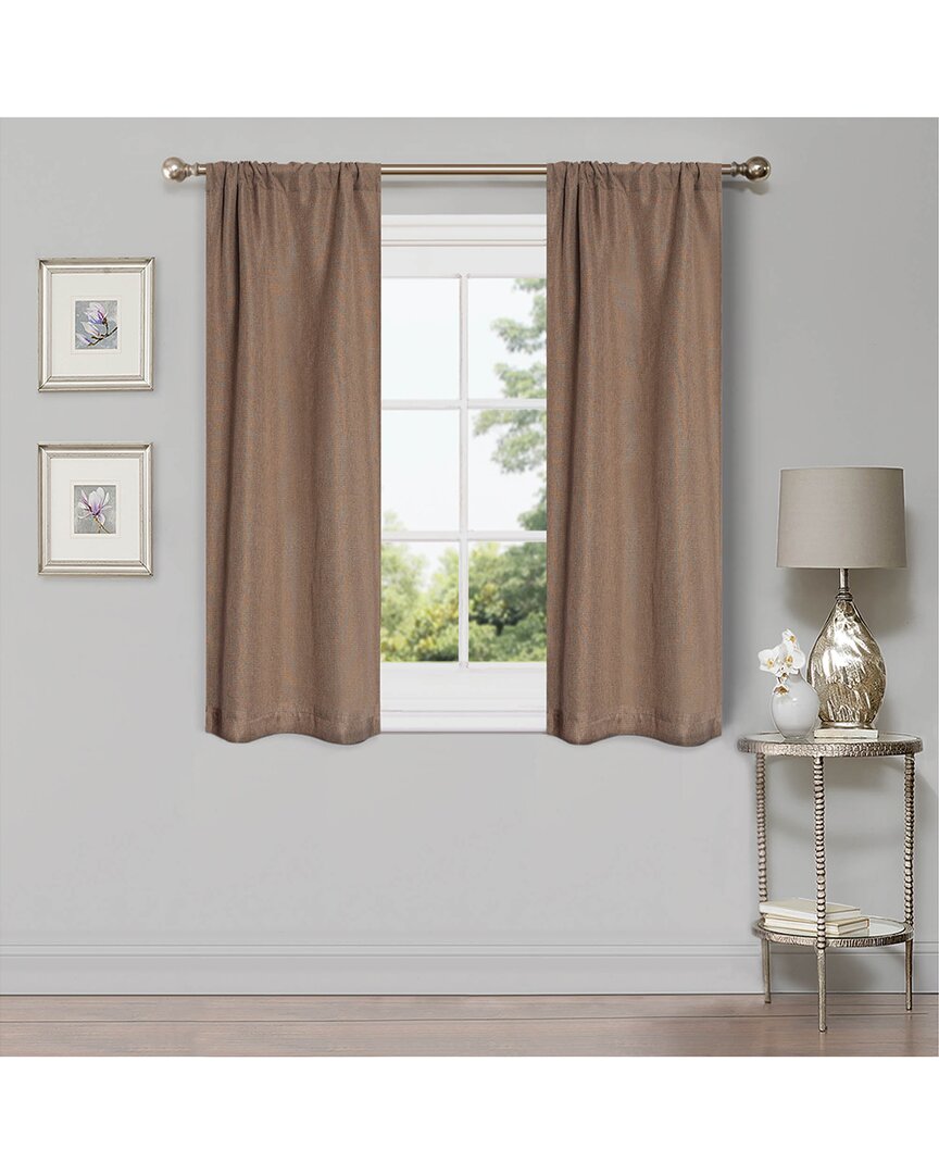 Superior 26x63 Linen-inspired Classic Modern Blackout 2pc Curtain Panel Set In Brown