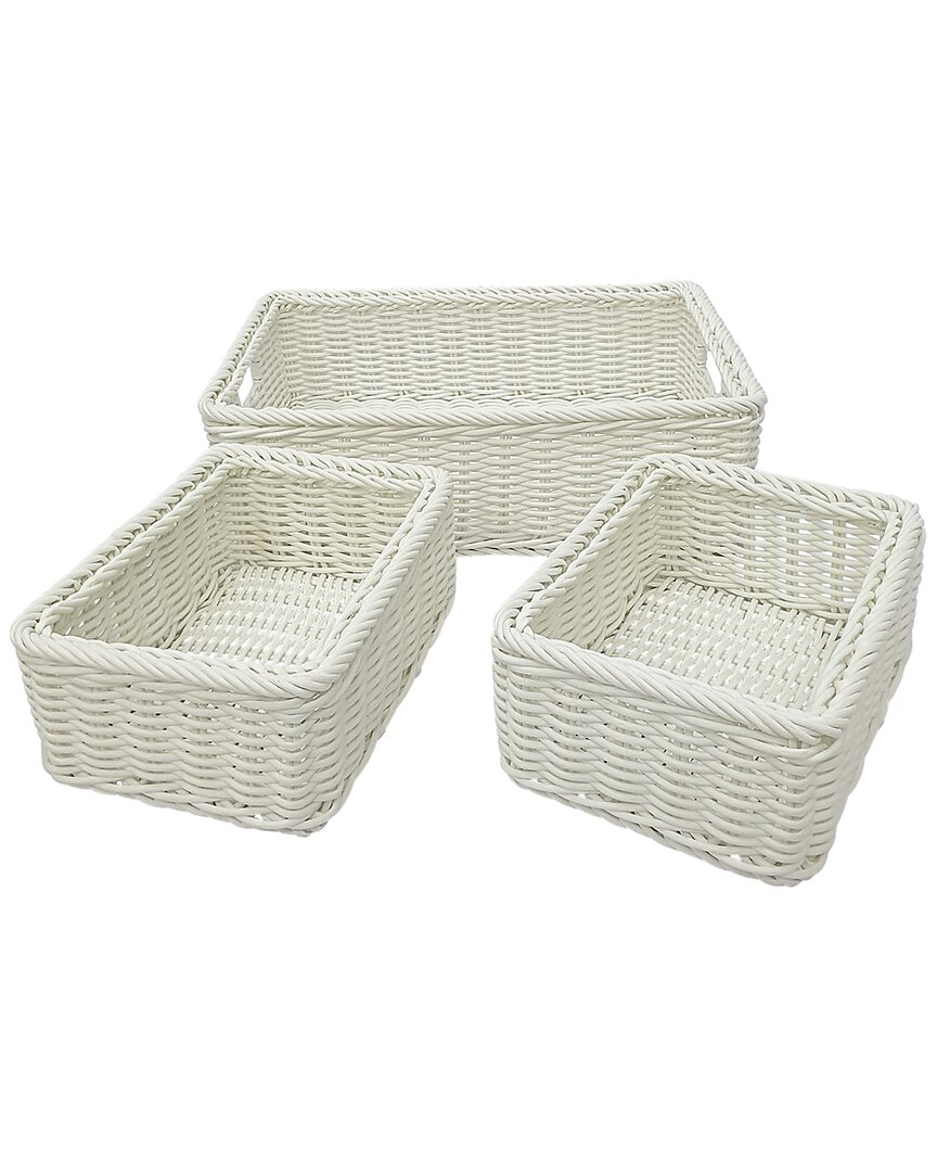 Shop Baum Set Of 3 Sweater & Shelf Baskets In White