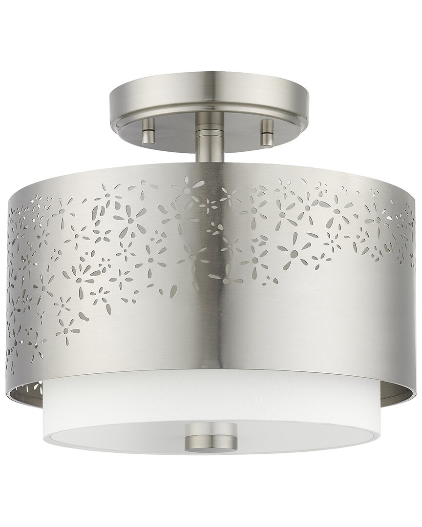 Livex Lighting Noria Nickel 2 Light Semi-flush In Nickel