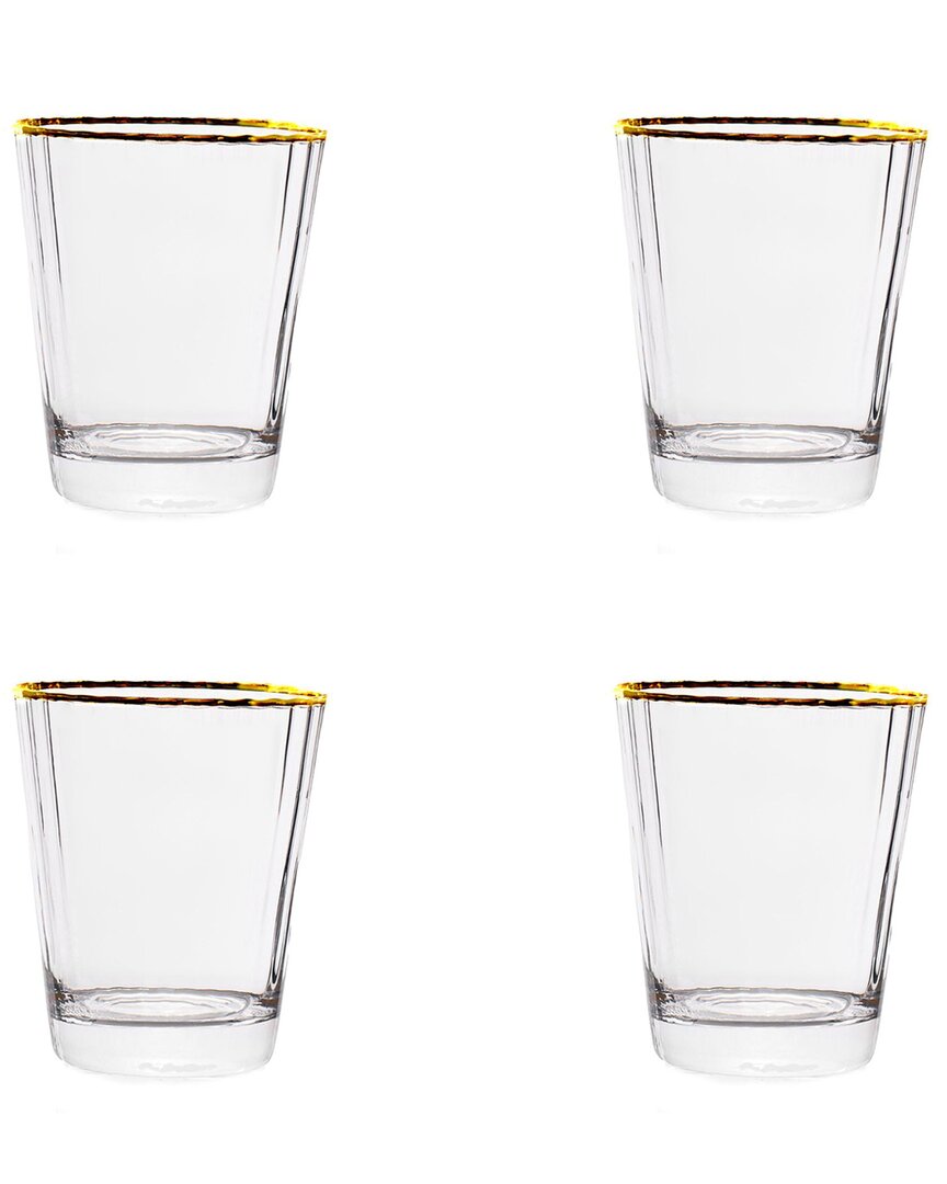 10 Strawberry Street Set Of 4 Grace Gold Rim Glassware: Double Old Fashioned In Transparent