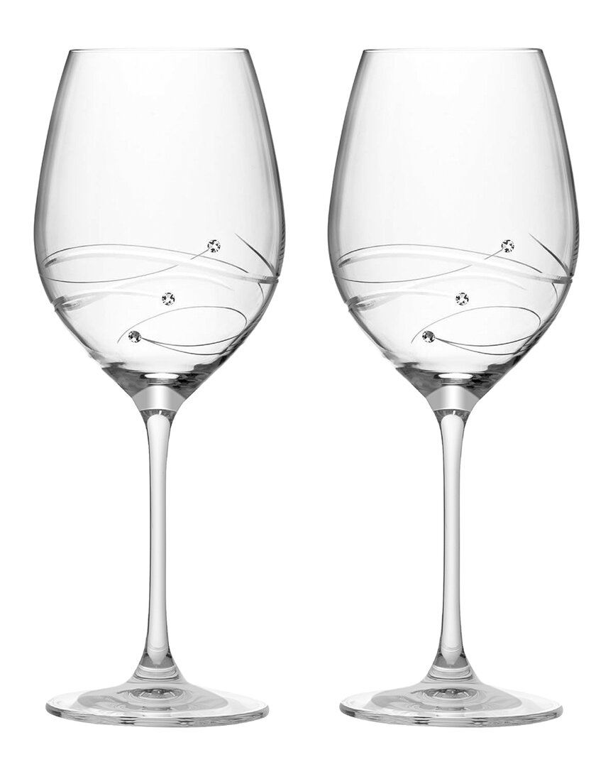 Barski European Handmade Glass Swarovski Sparkle Red Wine Glasses Set Of 2 In Clear