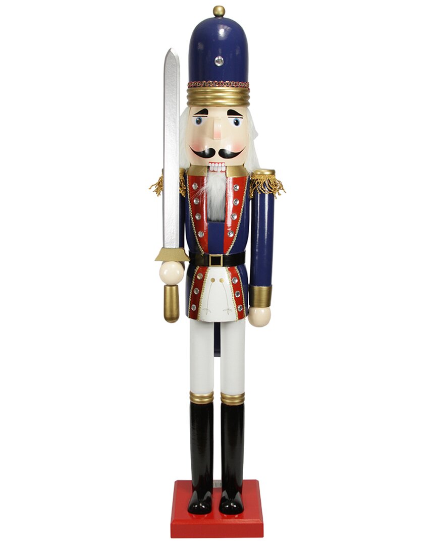Northern Lights Northlight 48.25in Blue And White Christmas Nutcracker Soldier With Sword In Blue