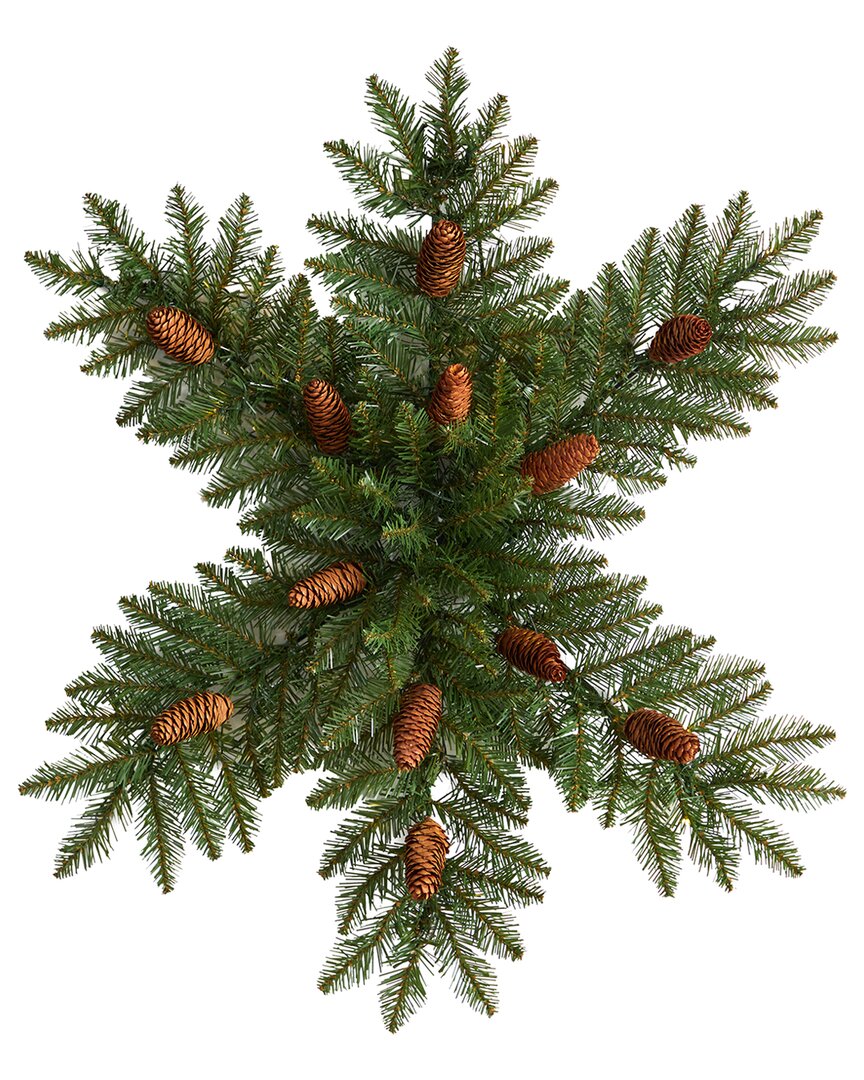 Nearly Natural 30in. Pre-lit Snowflake Artificial Dunhill Fir Wreath In Green