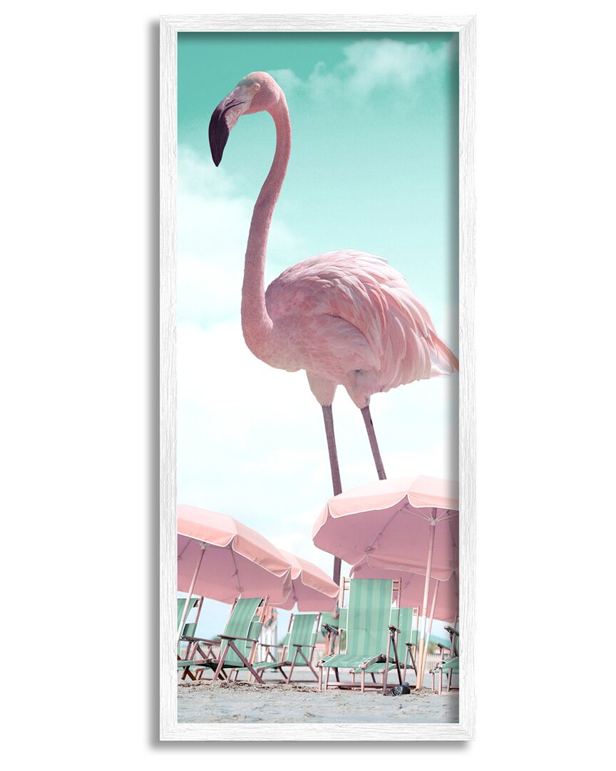 Stupell Giant Flamingo Pastel Beach Scene Framed Giclee Wall Art By Ziwei Li