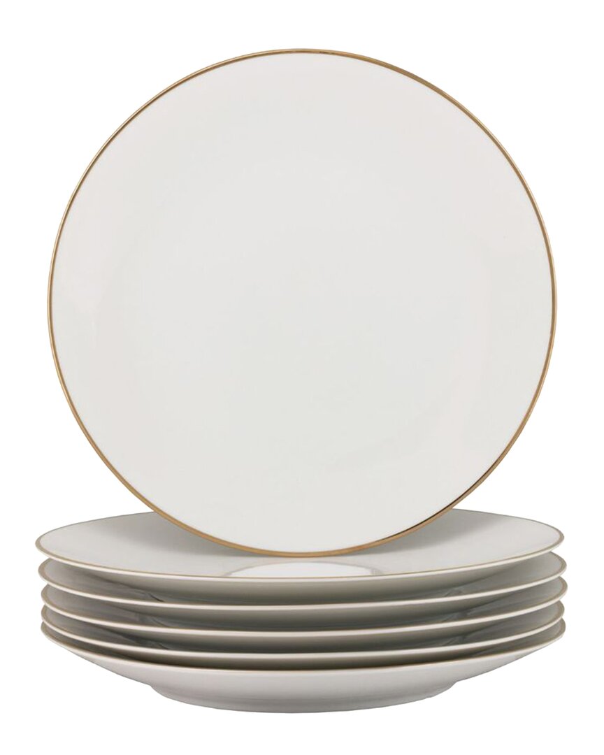 10 Strawberry Street Set Of 6 Royal Coupe Gold Line Bread & Butter Plate In White