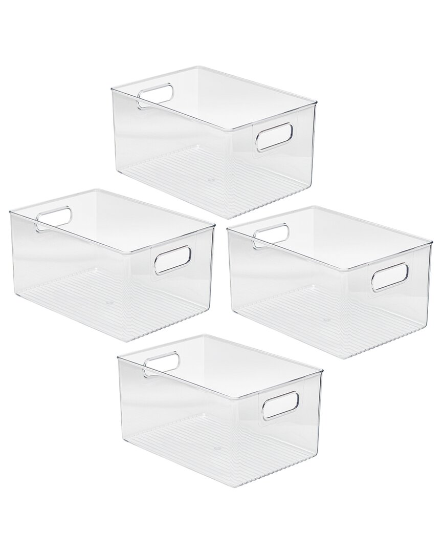 Sorbus Clear Plastic Organizer 4pc Storage Bin Set With H