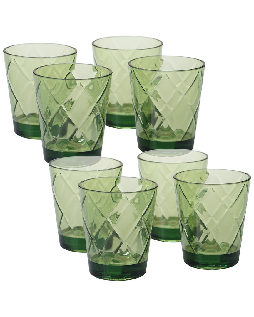 Certified International Set Of 8 Diamond Double Old Fashioned Glasses In Green