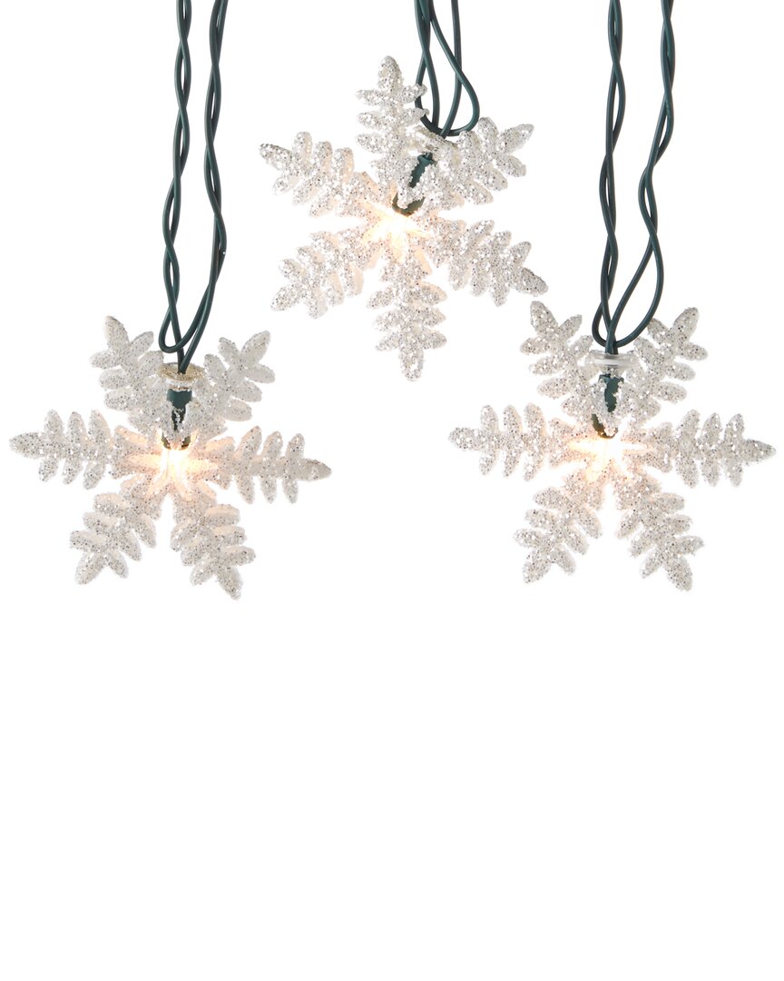 Kurt Adler Ul 10-light White Snowflake Party Light Set In White