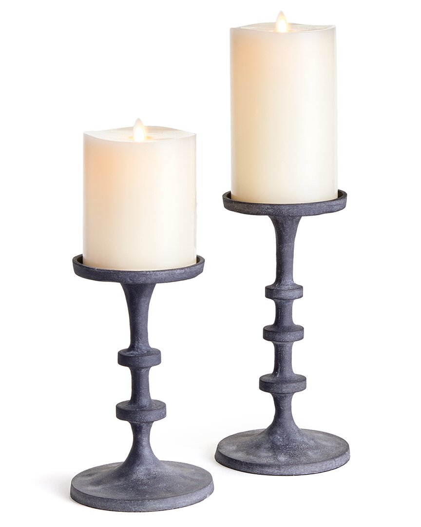 Napa Home & Garden Set Of 2 Abacus Petite Candle Stands In Silver