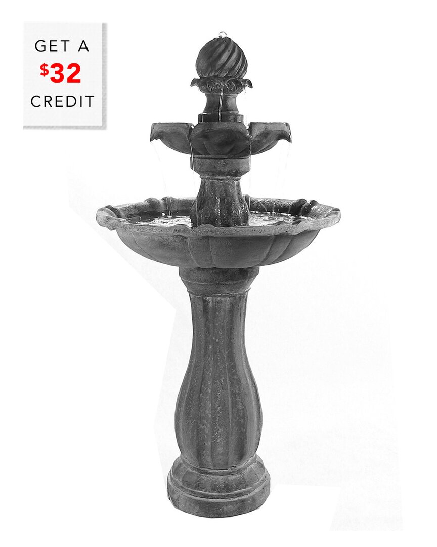 SUNNYDAZE SUNNYDAZE 2-TIER ARCADE SOLAR WATER FOUNTAIN W/ BATTERY WITH $32 CREDIT 