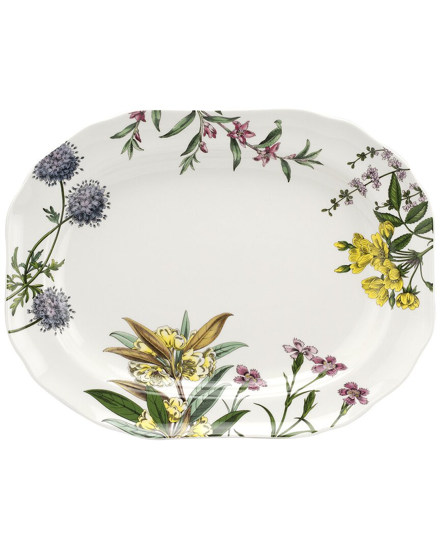 Portmeirion Stafford Blooms 14in Oval Platter In White