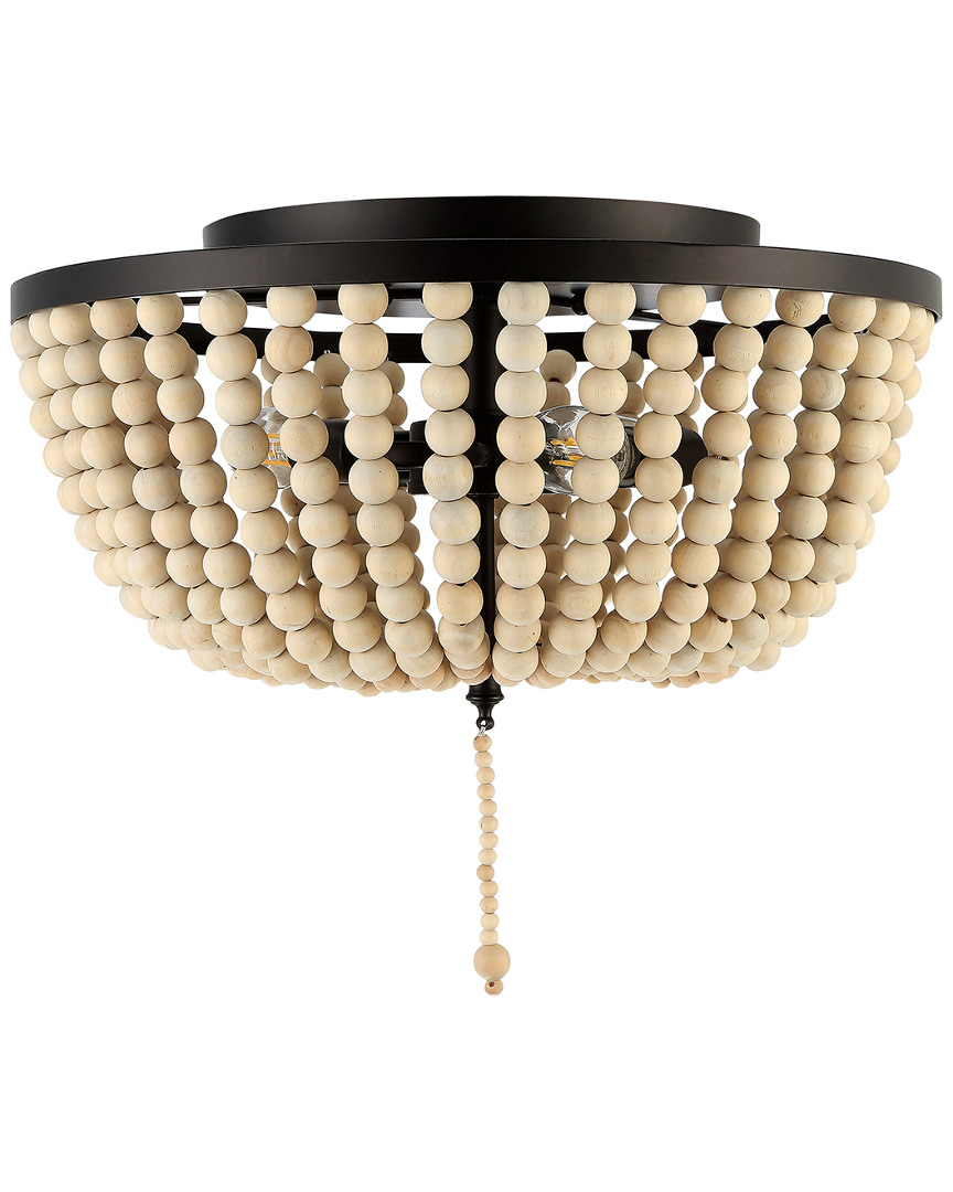 Shop Jonathan Y Allison 15in Wood Beaded/metal Led Flush Mount In Metallic