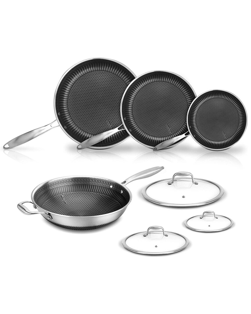 Nutrichef 7pc Triply Stainless Steel Cookware Set In Silver