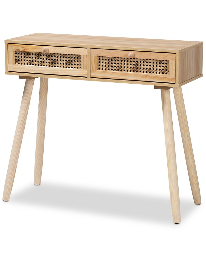 Shop Baxton Studio Maclean Rattan 2-drawer Console Table In Beige
