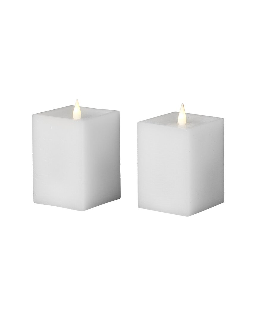 Seasonal Llc Set Of 2 Classic Motion Flameless Square Candles In White