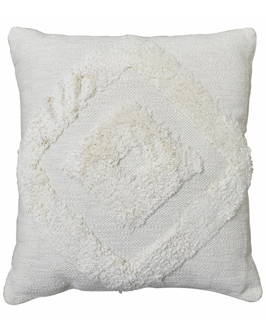 Tiramisu Handwoven Cotton Tufted Polyfilled Cushion In Cream