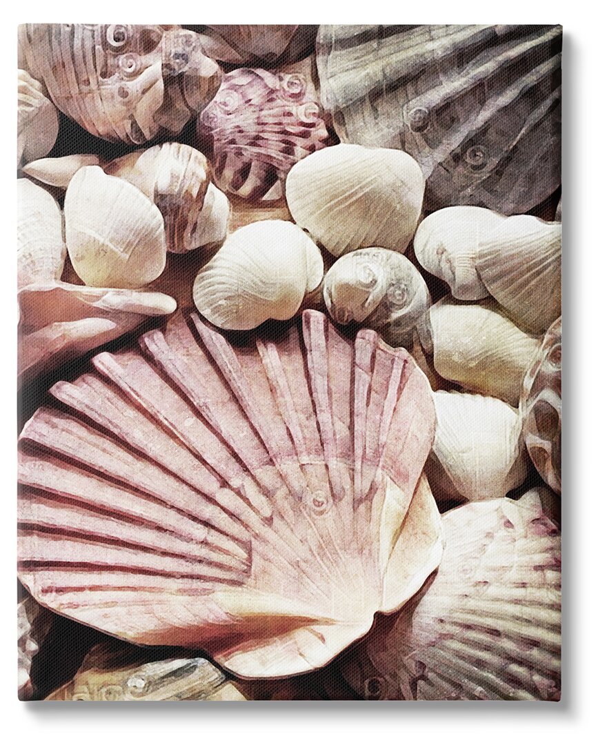 Stupell Stacked Coastal Seashells Canvas Wall Art By Ashley Aldridge