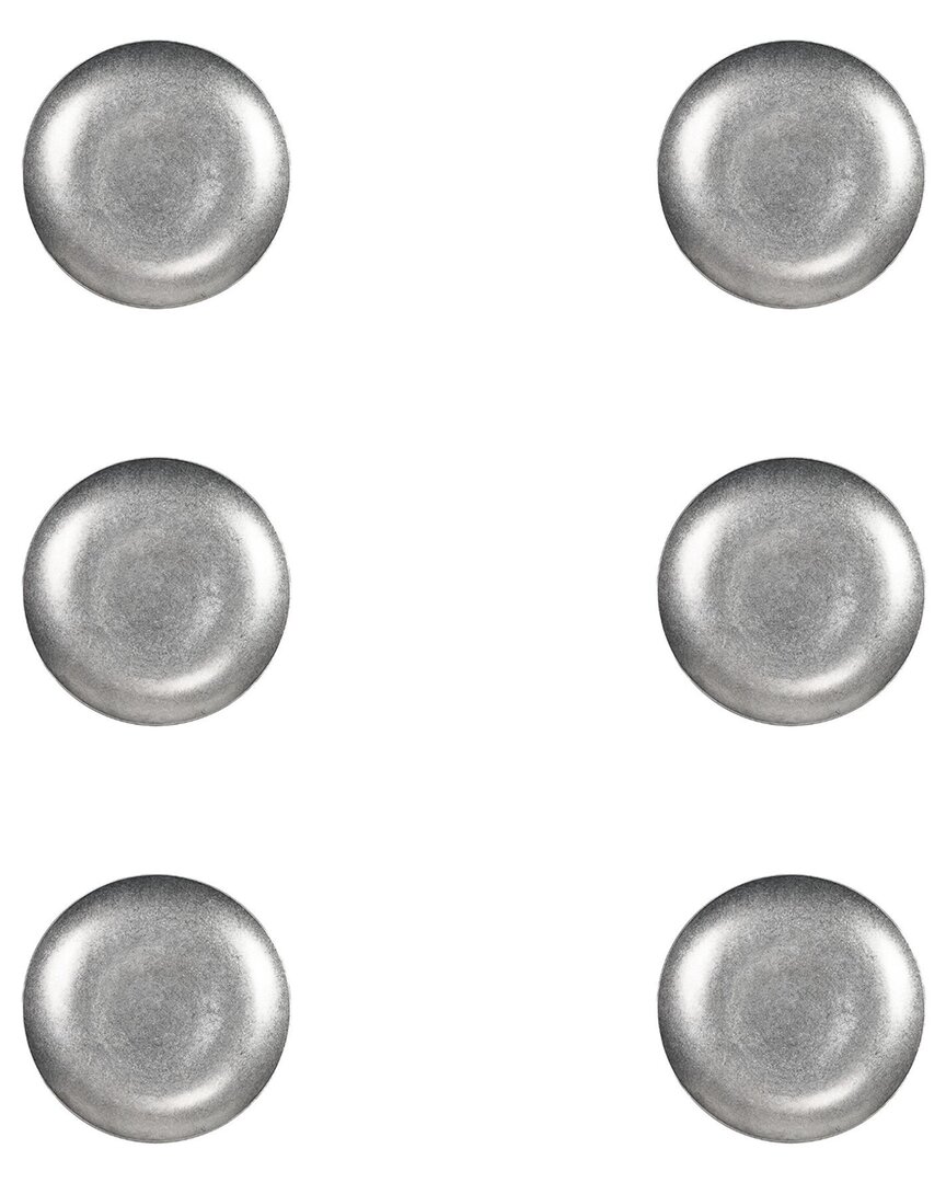 10 Strawberry Street Set Of 6 Moab Stainless Steel Coupe Dinnerware: 6.5in Round Plate