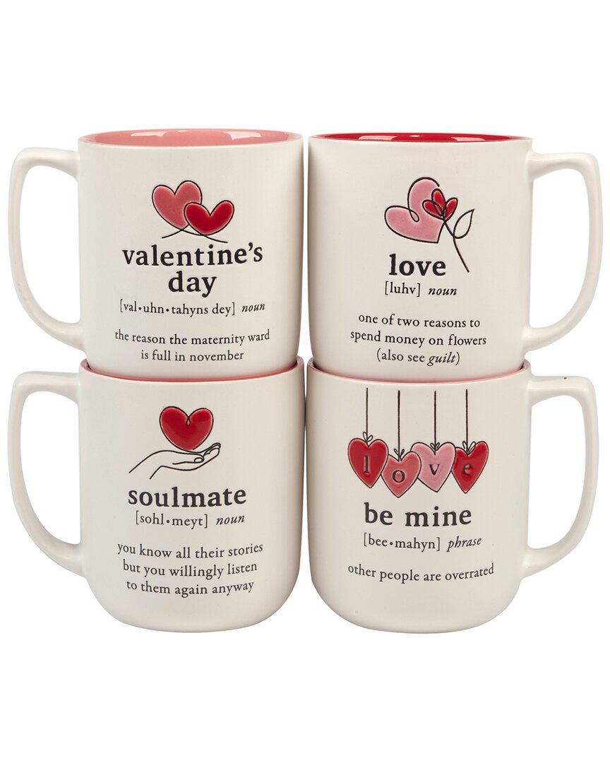 Certified International Set Of 4 Valentine's Day Mugs