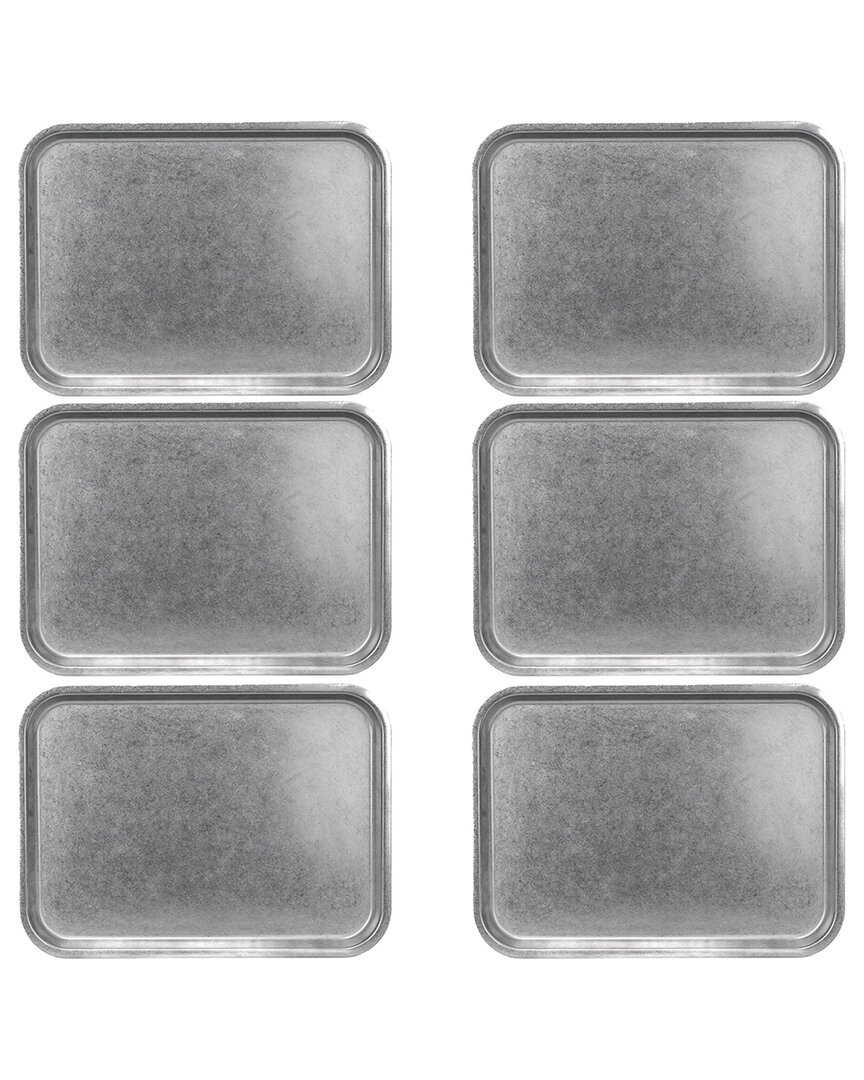 10 Strawberry Street Set Of 6 Moab Stainless Steel Coupe Dinnerware: 10in X 14in Rectangular Plate