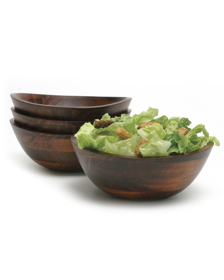 Lipper International Set Of 4 Cherry Matte Finish Wavy Rim Small Bowls In Brown