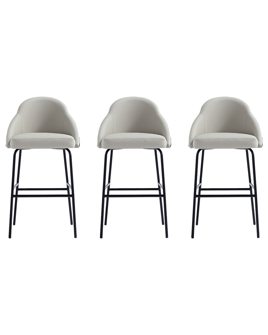 Manhattan Comfort Set Of 3 Gracie Modern Leatherette Barstools With Steel Legs