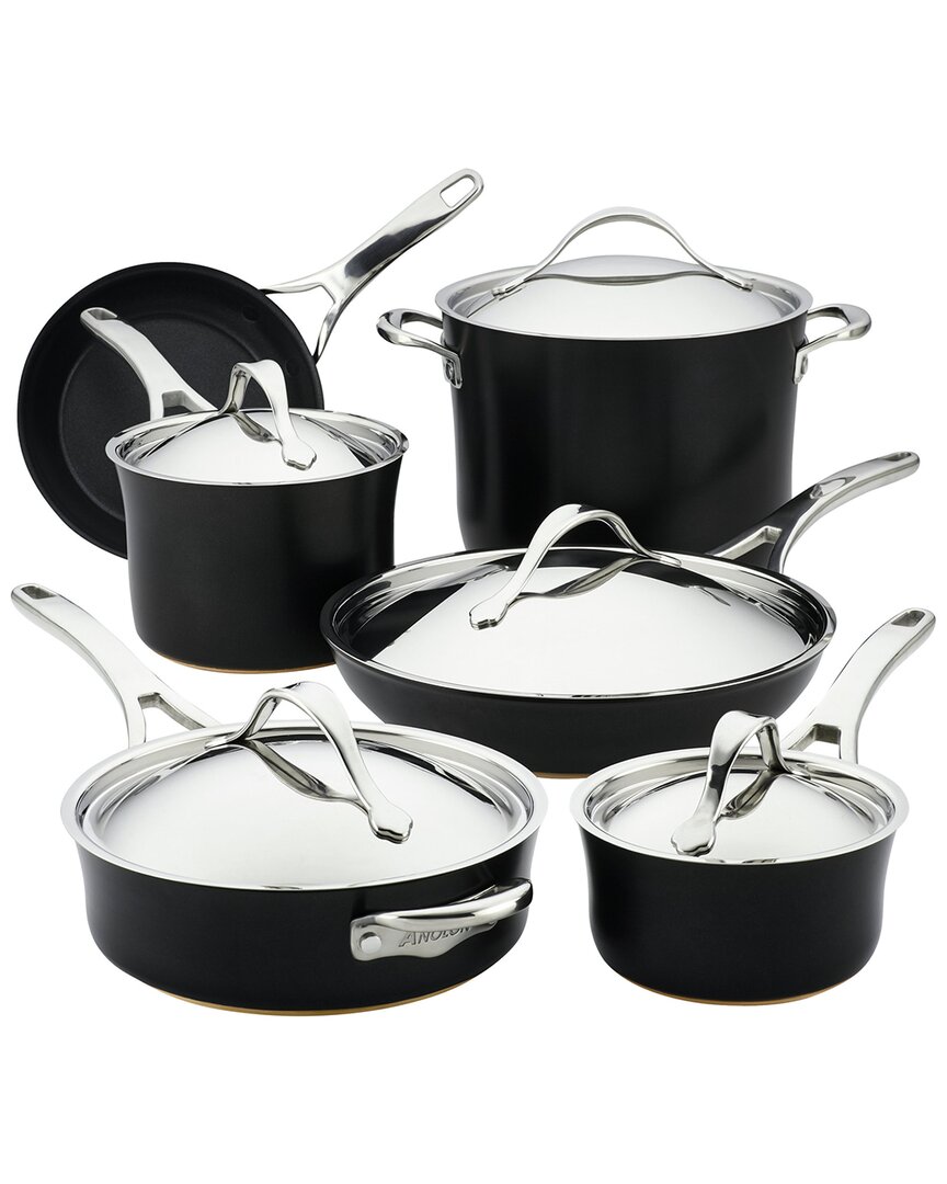 Shop Anolon Copper Hard-anodized Nonstick Cookware Set In Onyx