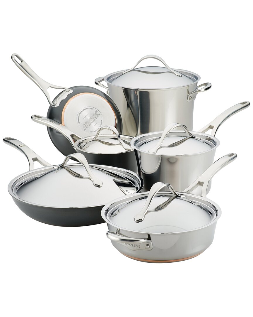 Anolon Nouvelle Copper Mixed Metals Cookware Set In Silver