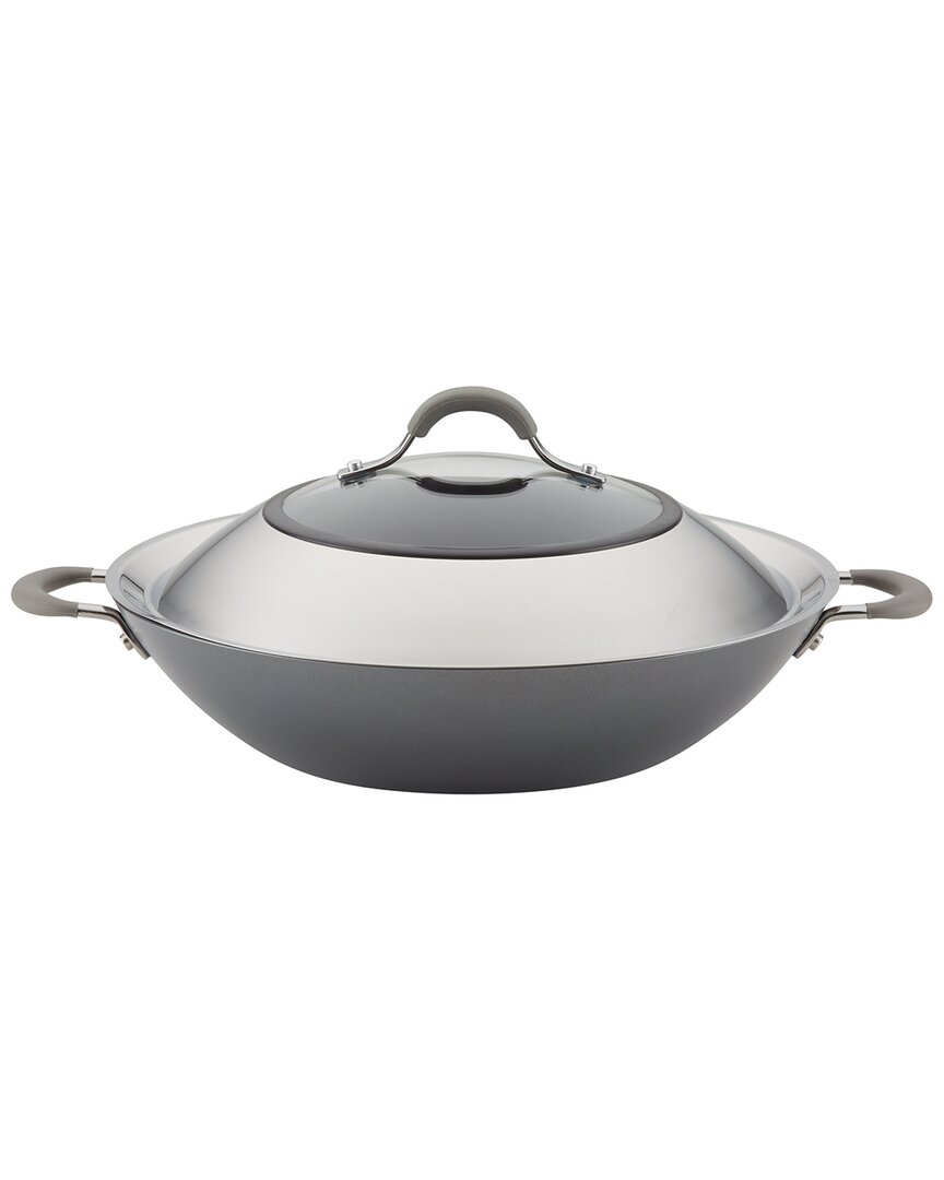 Circulon Elementum Hard Anodized 14in Covered Wok In Oyster