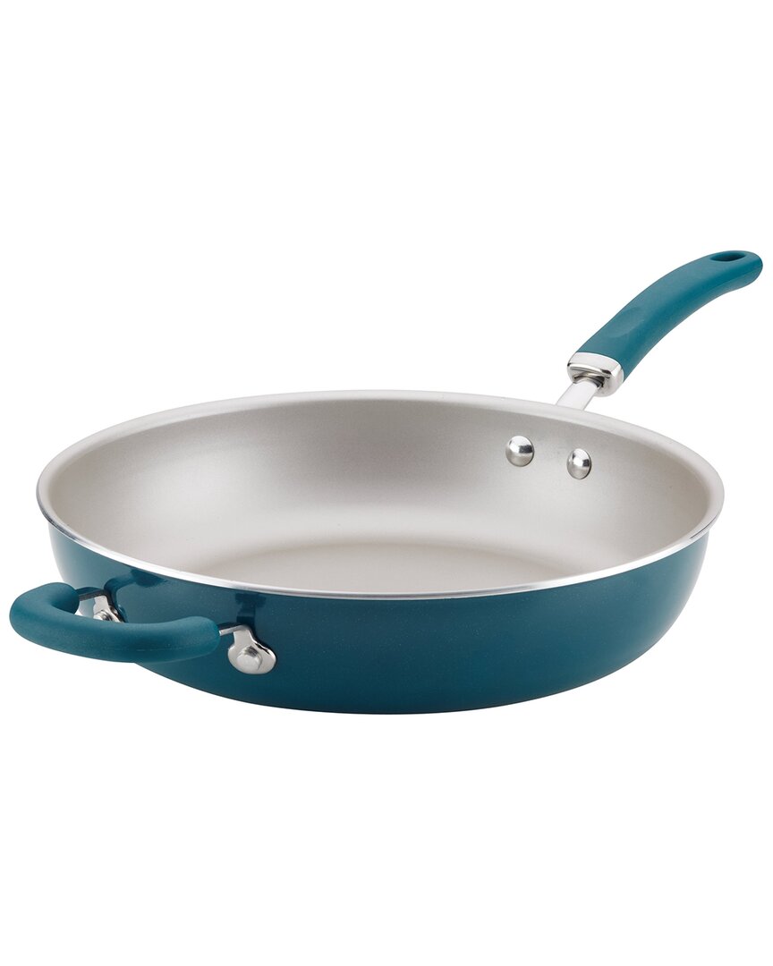 Rachael Ray Create Delicious Enameled Aluminum 12in Skillet In Teal