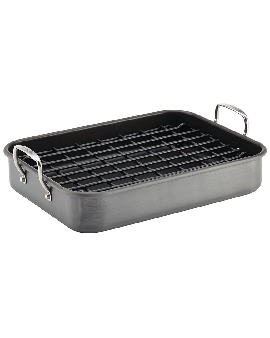 Rachael Ray Hard-anodized Nonstick Bakeware 16inch Roaster In Gray
