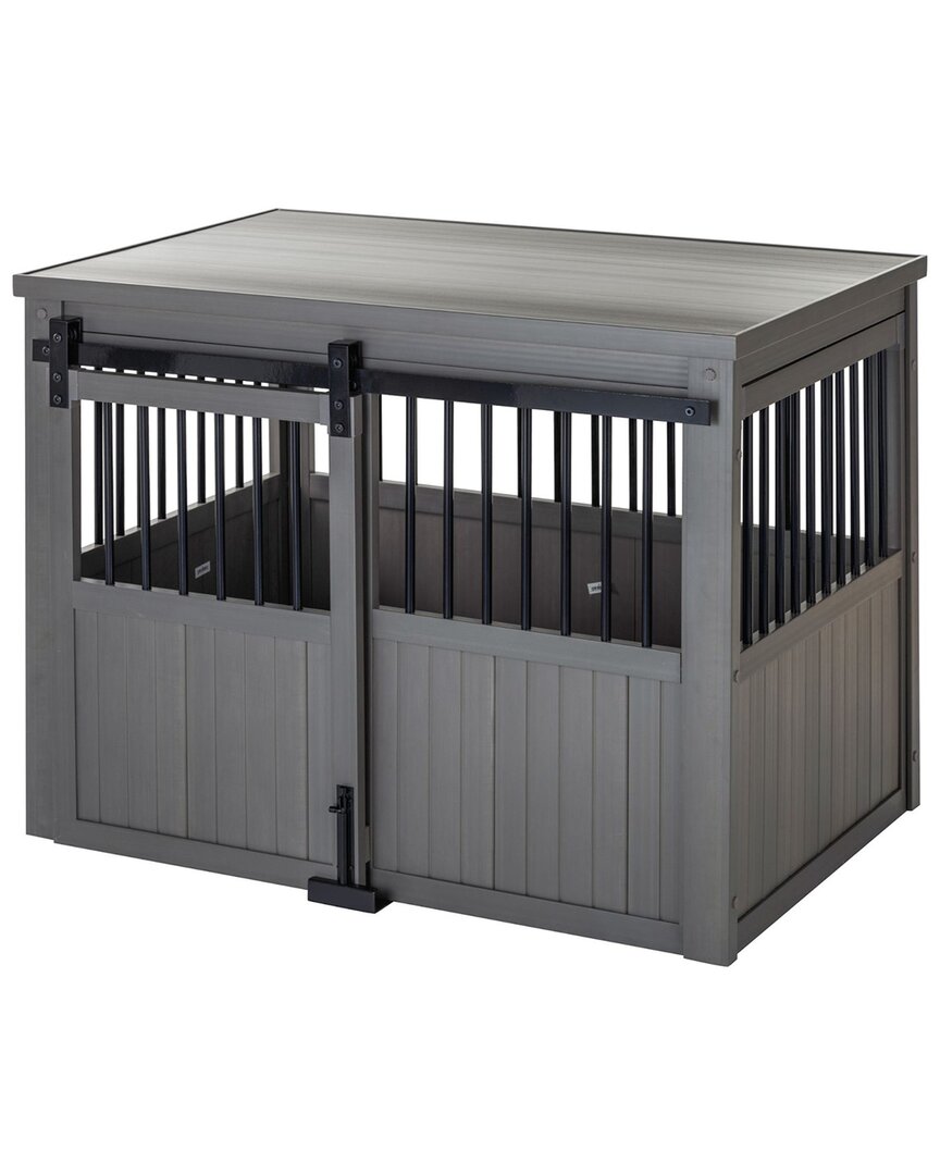 New Age Pet Ecoflex Homestead Sliding Barn Door Dog Crate-grey