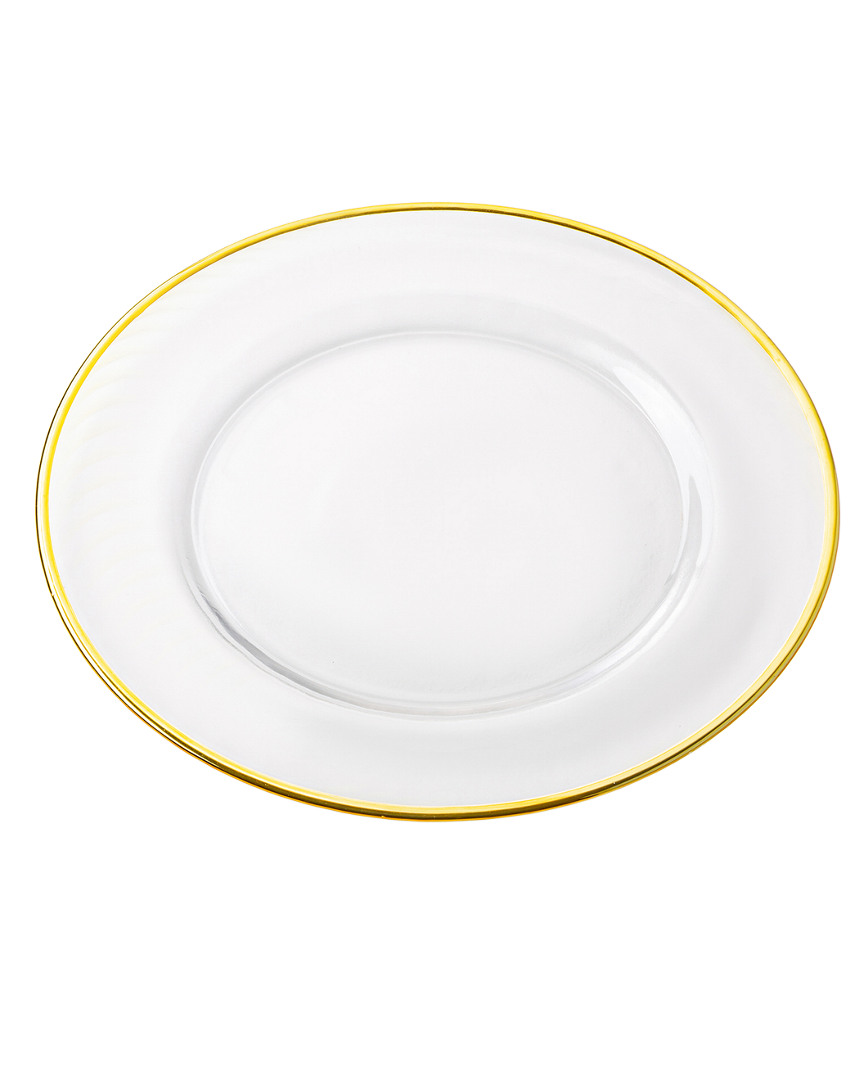 Classic Touch Set Of 4 Clear Chargers With Gold Rim
