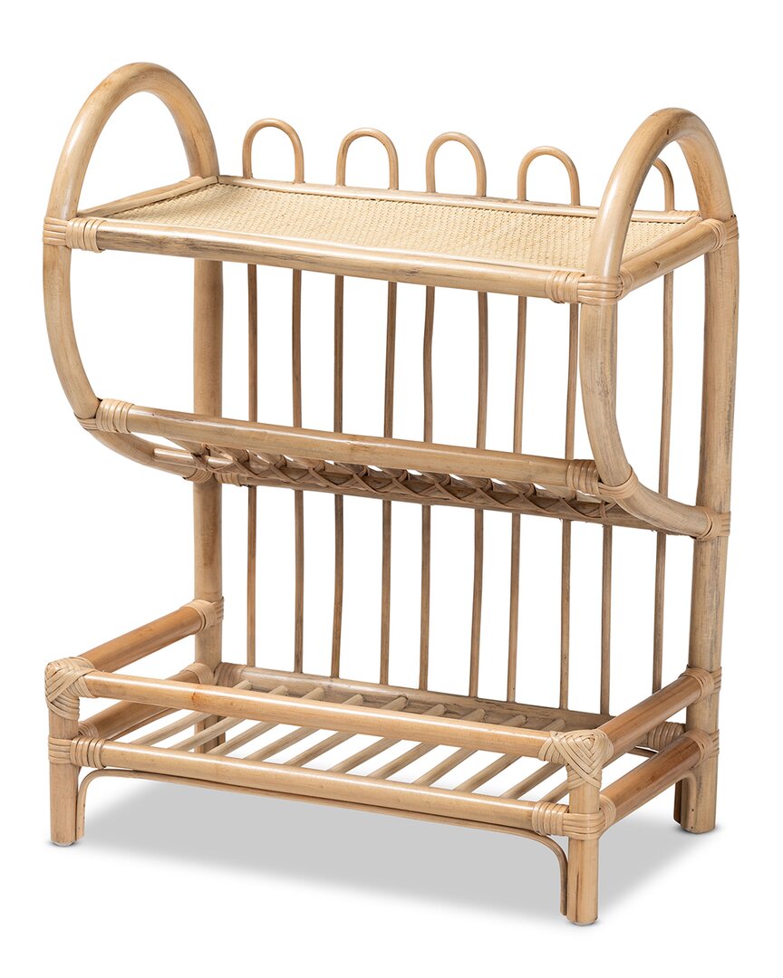 Baxton Studio Liora Rattan 2-tier Display Shelf In Brown