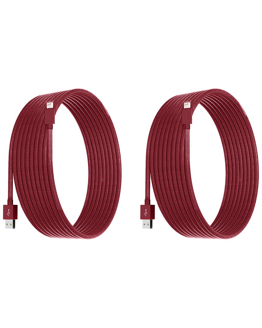 Posh Tech 2 Pack Of 10ft Apple Certified Chargers In Red