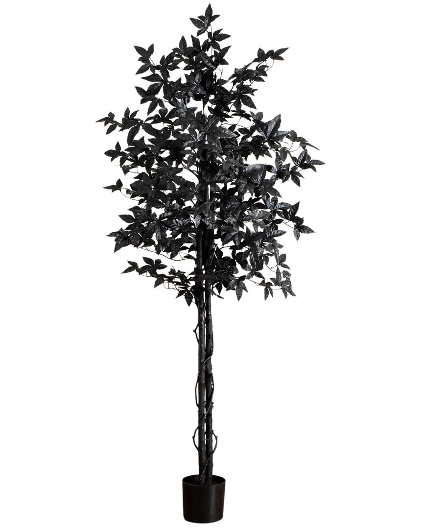 Nearly Natural 6ft. Artificial Halloween Black Maple Tree In Black