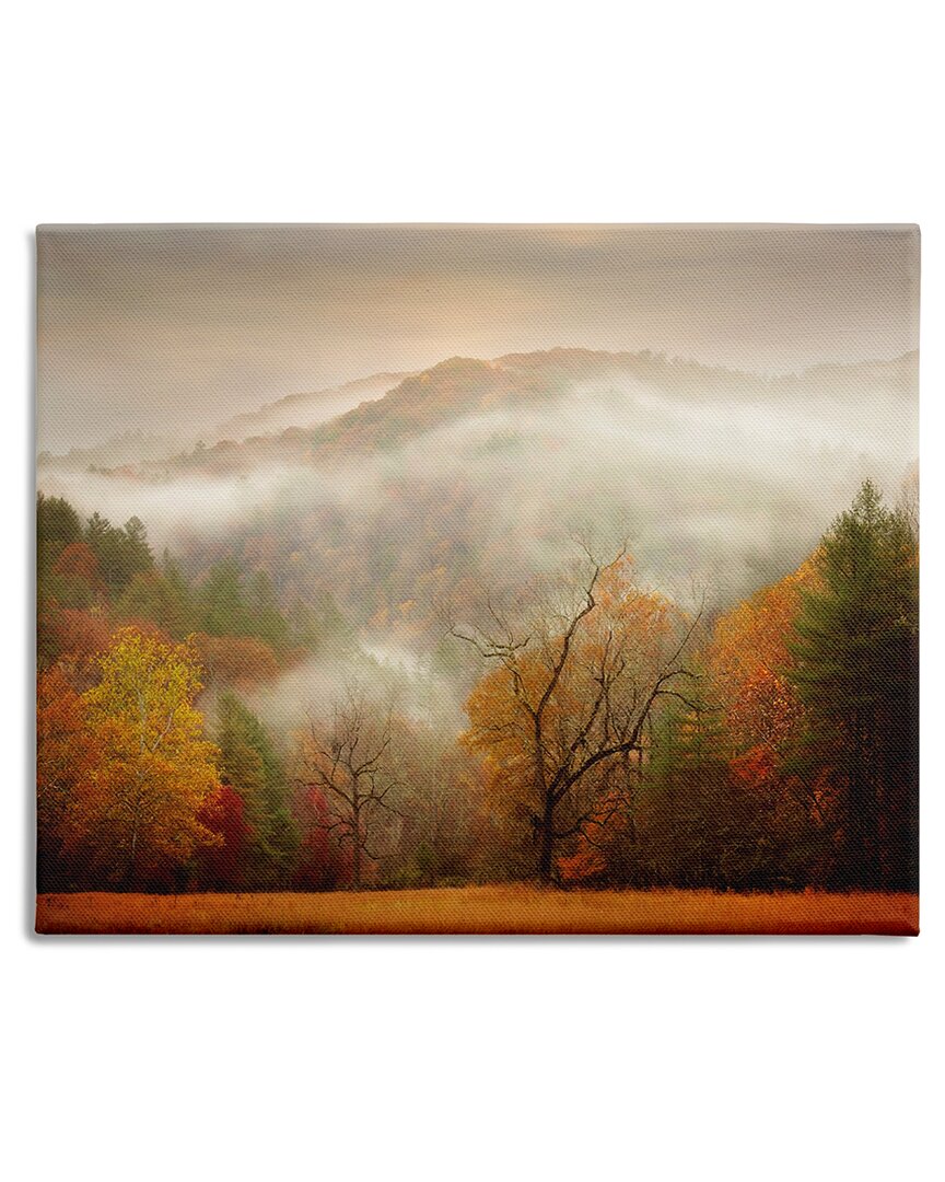 Stupell Industries Foggy Autumn Morning Mountain Forest Landscape Orange Red Stretched Canvas Wall Art By Ph