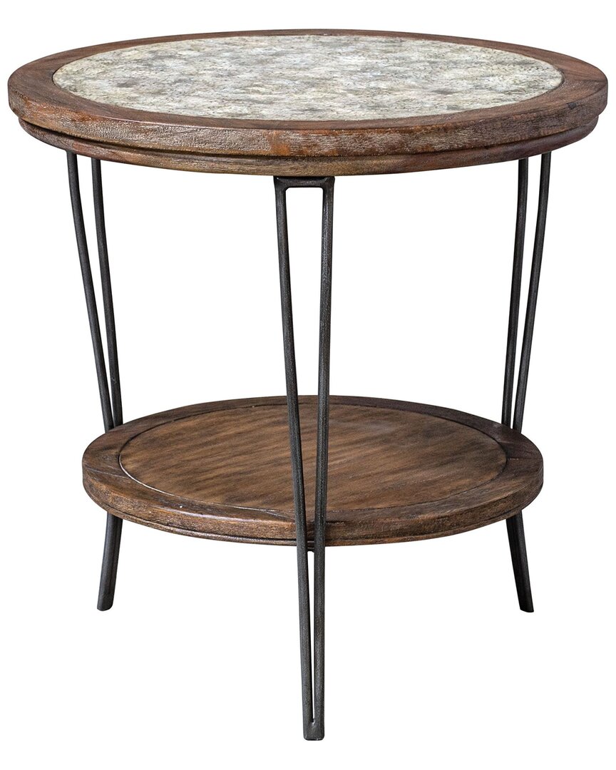 Uttermost Saskia Round Side Table In Brown