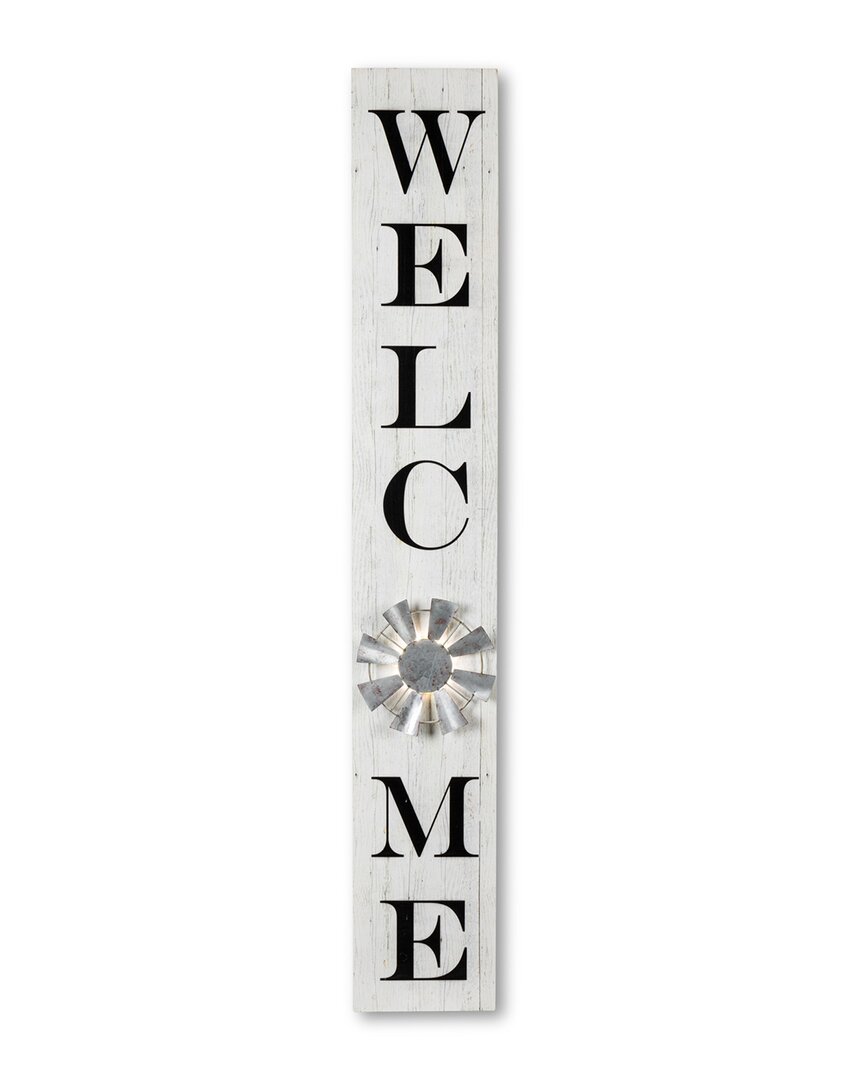 Gerson International 59-in H Antique White Wood Welcome Porch Sign With