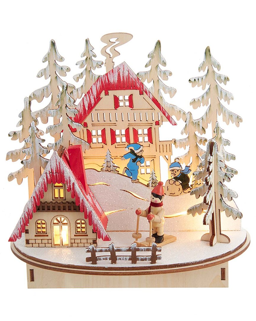 Kurt Adler 7.9-inch Battery-operated Light Up Ski Resort Village In Multi