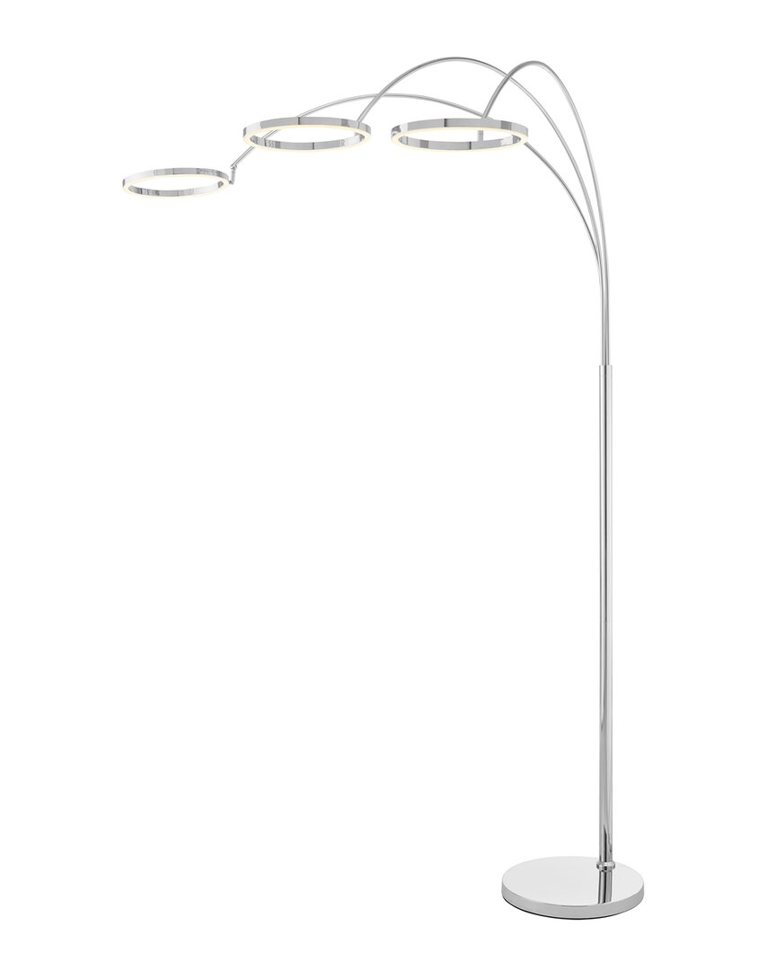 Shop Finesse Decor Led Three Ring Arc Floor Lamp Chrome In Silver