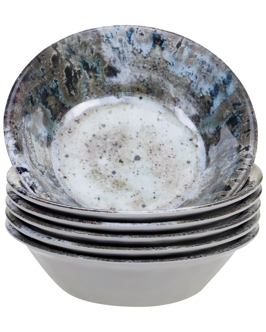 Certified International Melamine Set Of 6 Radiance Cream Bowl In Blue