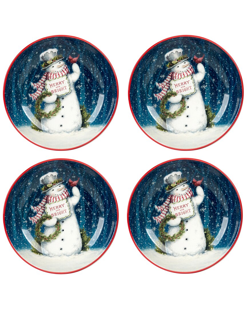 Certified International Snowman Greetings Soup Bowls, Set Of 4