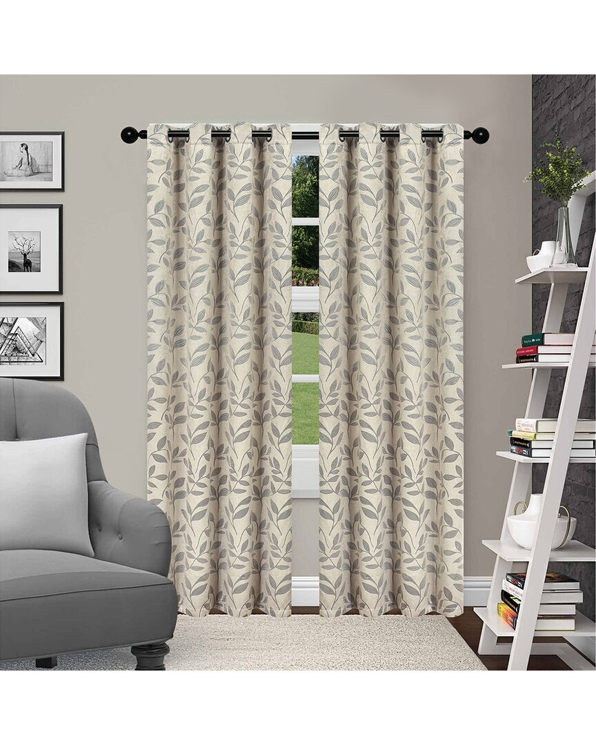 Superior Blackout Leaves Curtain Panel Set In Ivory